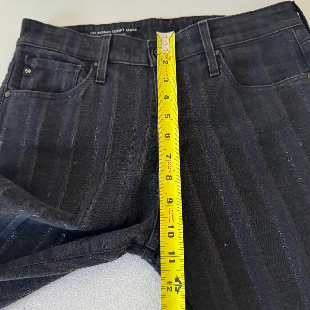 AG Adriano Goldschmied Farrah Skinny Ankle Jeans Black Metallic Stripe Size 29R - Picture 10 of 14